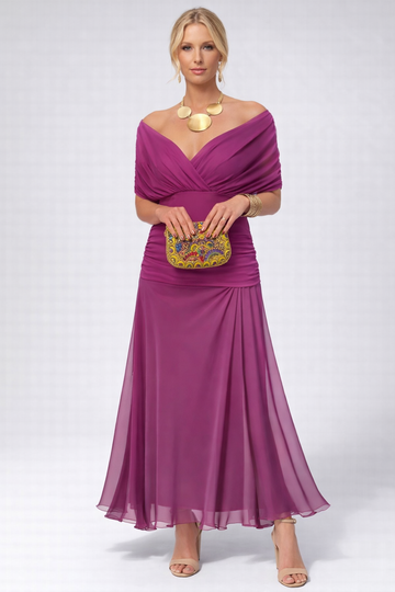 Adelheid | Rosa Leinen Maxi Kleid V-Hals