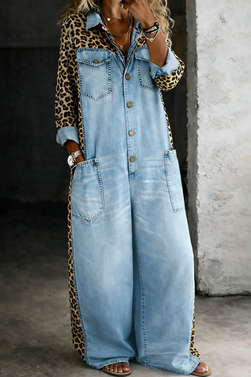Amanda | Denim-Jumpsuit mit langen Ärmeln