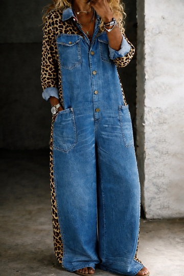 Amanda | Denim-Jumpsuit mit langen Ärmeln