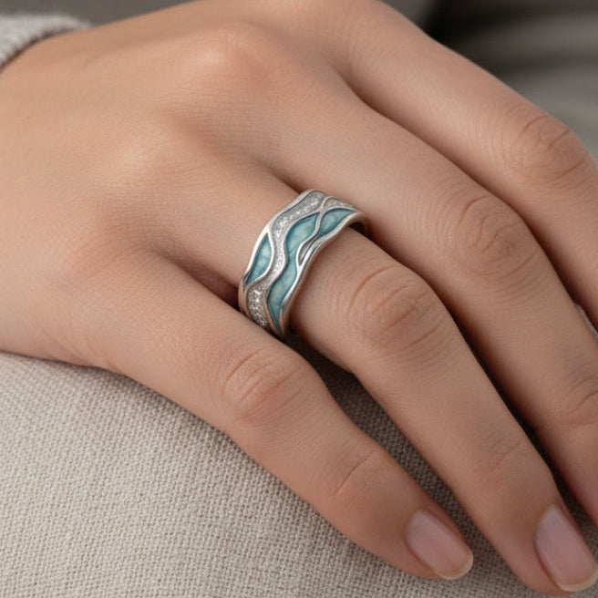 Türkiswellen-Ring in Silber
