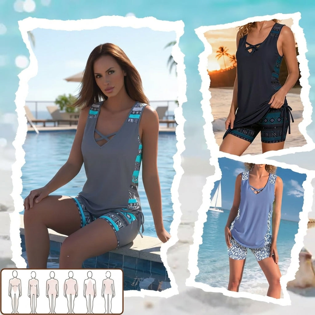 Lara - Gemusterter Tankini mit Short