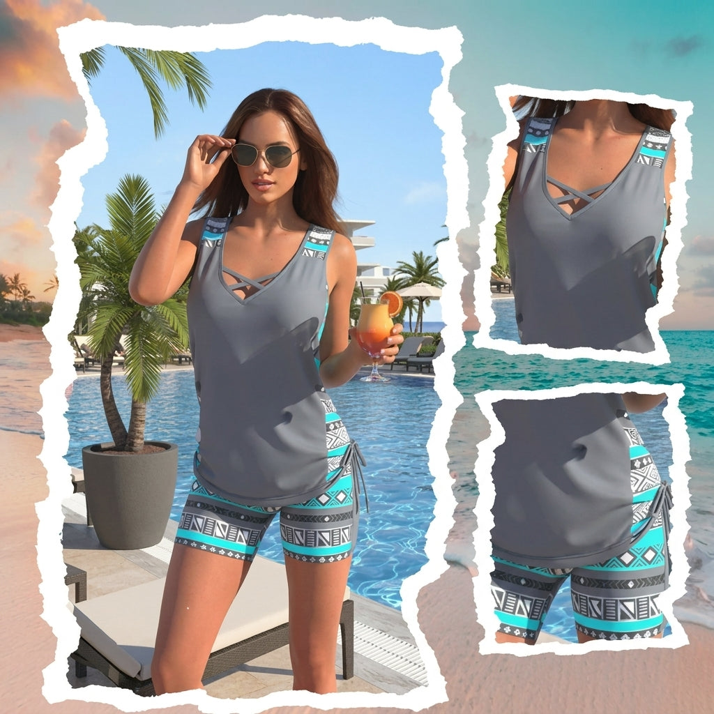 Lara - Gemusterter Tankini mit Short