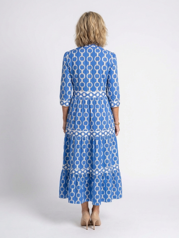 Ysolde | Midi-Kleid mit 3/4-Ärmeln und Kettenmuster