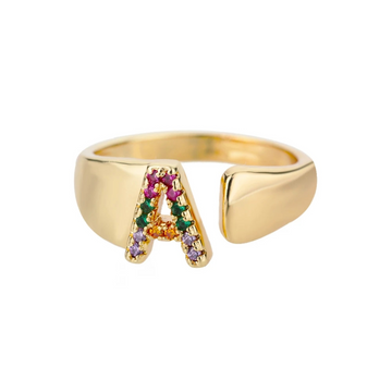 Goldener Ring mit Personalisiertem Buchstaben (Verstellbar)