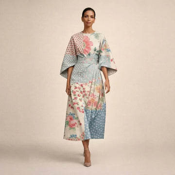 CLEMENTINE | Florales Midi mit sculptierter Taille und luftiger Eleganz