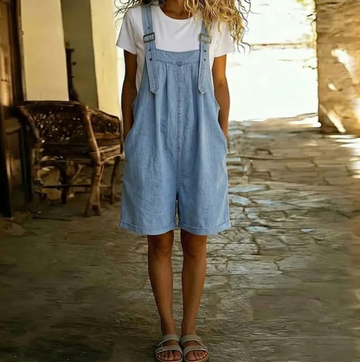 Isabel – Kurzer Denim-Jumpsuit mit Vintage-Waschung
