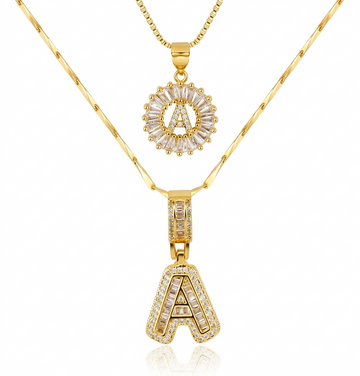 Goldketten-Set mit Pavé-Initial