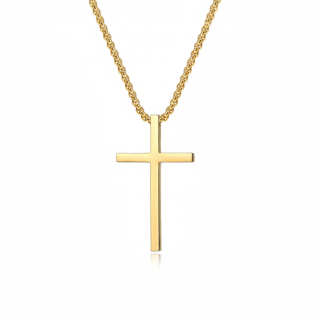 Bezel-Kreuzkette | Gold