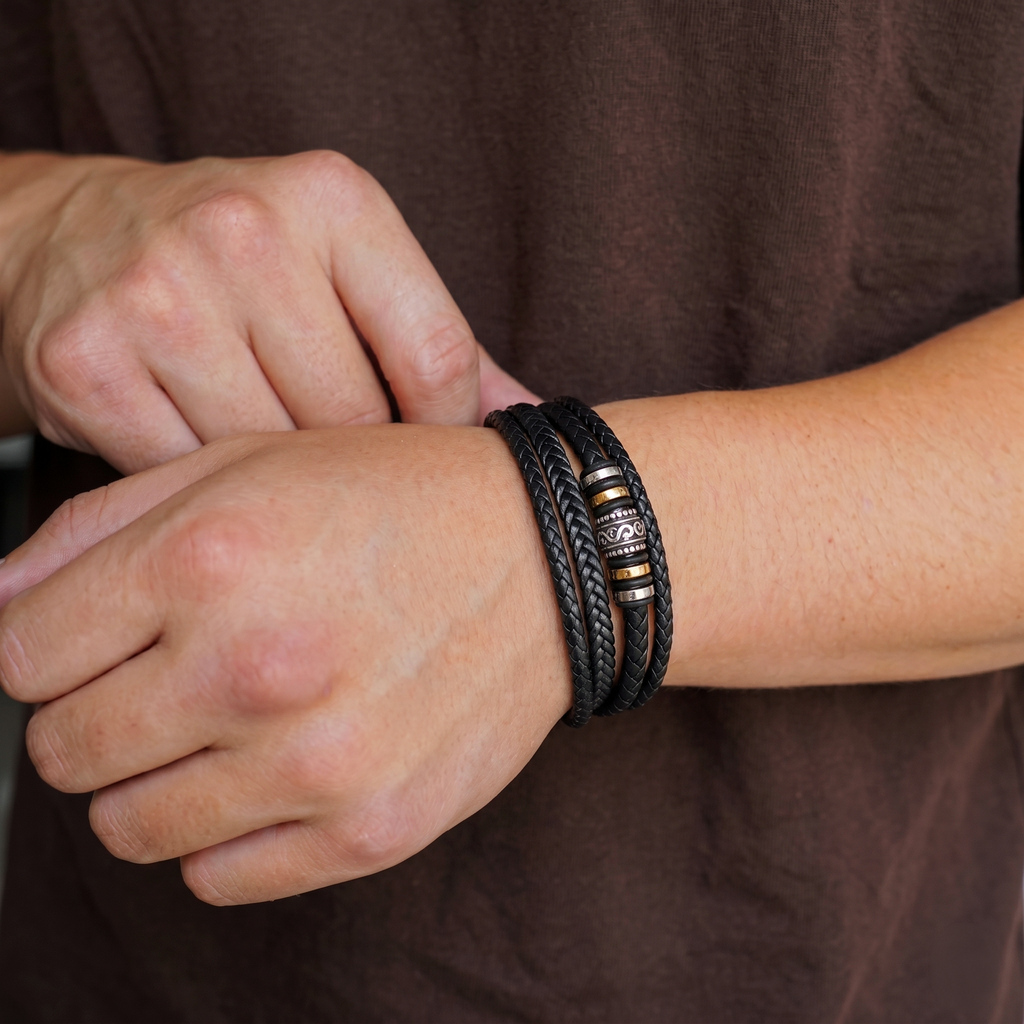 An meinen Enkel – Dreifaches Lederarmband