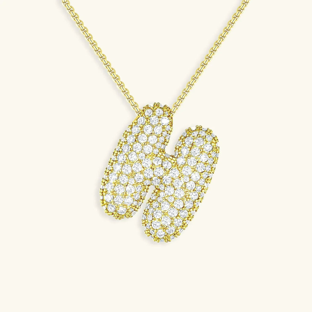 Initialen-Diamantkette mit Blasenschrift
