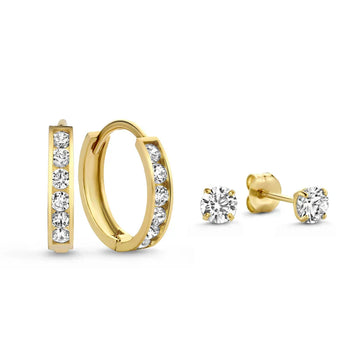 Dara Brillane Stein-Ohrringe-Set | Gold