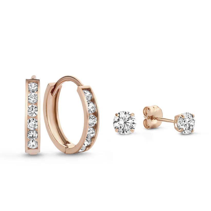 Dara Brillane Stein-Ohrringe-Set | Gold