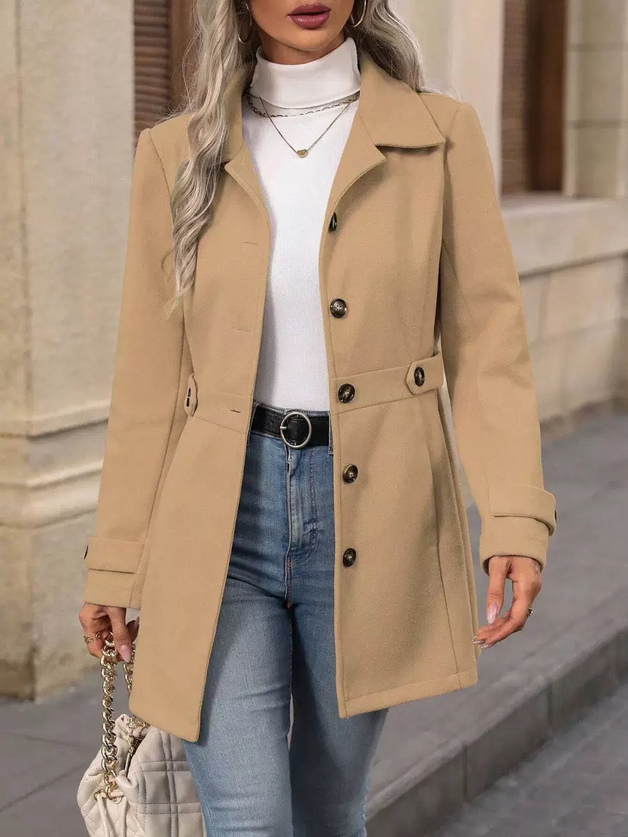 Elena | Klassischer Mantel mit Gürtel für mühelosen Stil