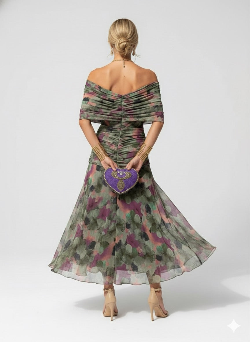 Adelheid | Rosa Leinen Maxi Kleid V-Hals