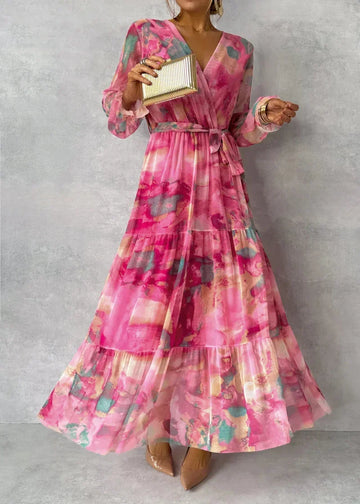 ZOEY | Lebhaftes florales Wickelkleid mit schmeichelhaftem Stufen-Silhouette
