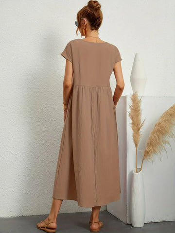 Gabrielle | Fließendes Midi-Kleid zeitloser Eleganz