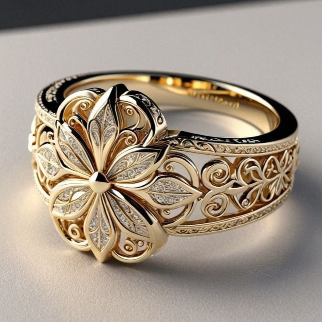 Goldring mit floralen Zirkonen