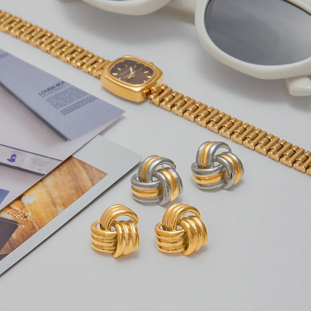 Avielle Klobige Gold-Knoten-Ohrringe