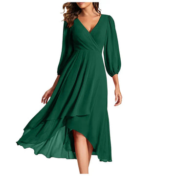 VITTORIA | Elegantes Kleid mit asymmetrischem Saum und fließenden Ärmeln Raffinierter Look für jeden Anlass