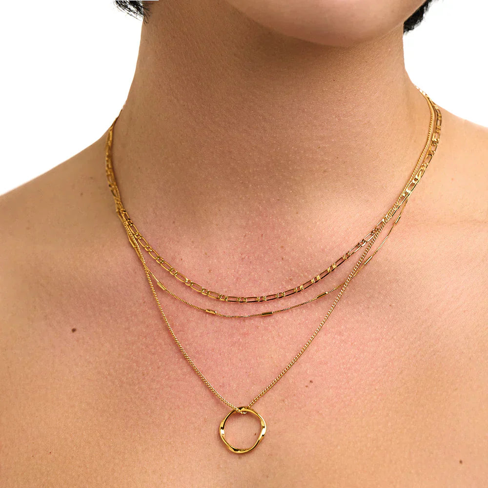 Offene Dreireihige Kreiskette | Gold