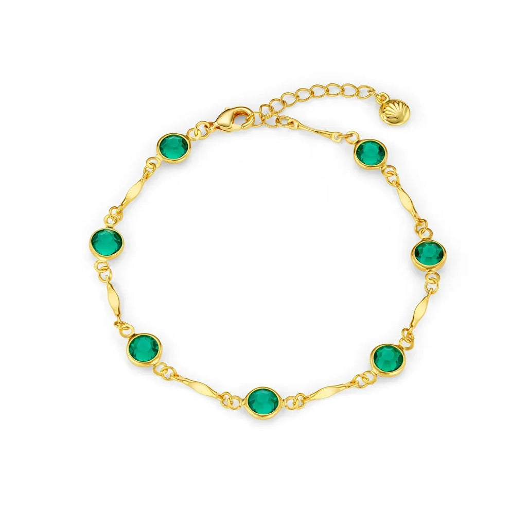 Smaragd Gliederketten-Armband | Gold