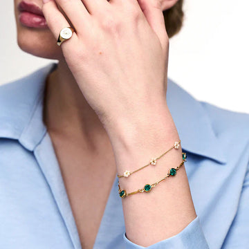 Smaragd Gliederketten-Armband | Gold