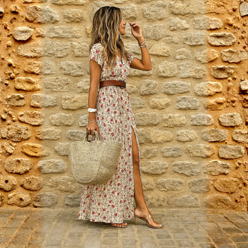 Ara – Lange, fließende Boho-Robe mit Gürtel