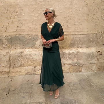 Louise | Elegantes Maxikleid für Feste mit V-Ausschnitt
