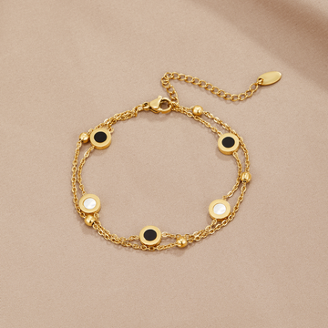 Onyx- und Weißstein-Armband