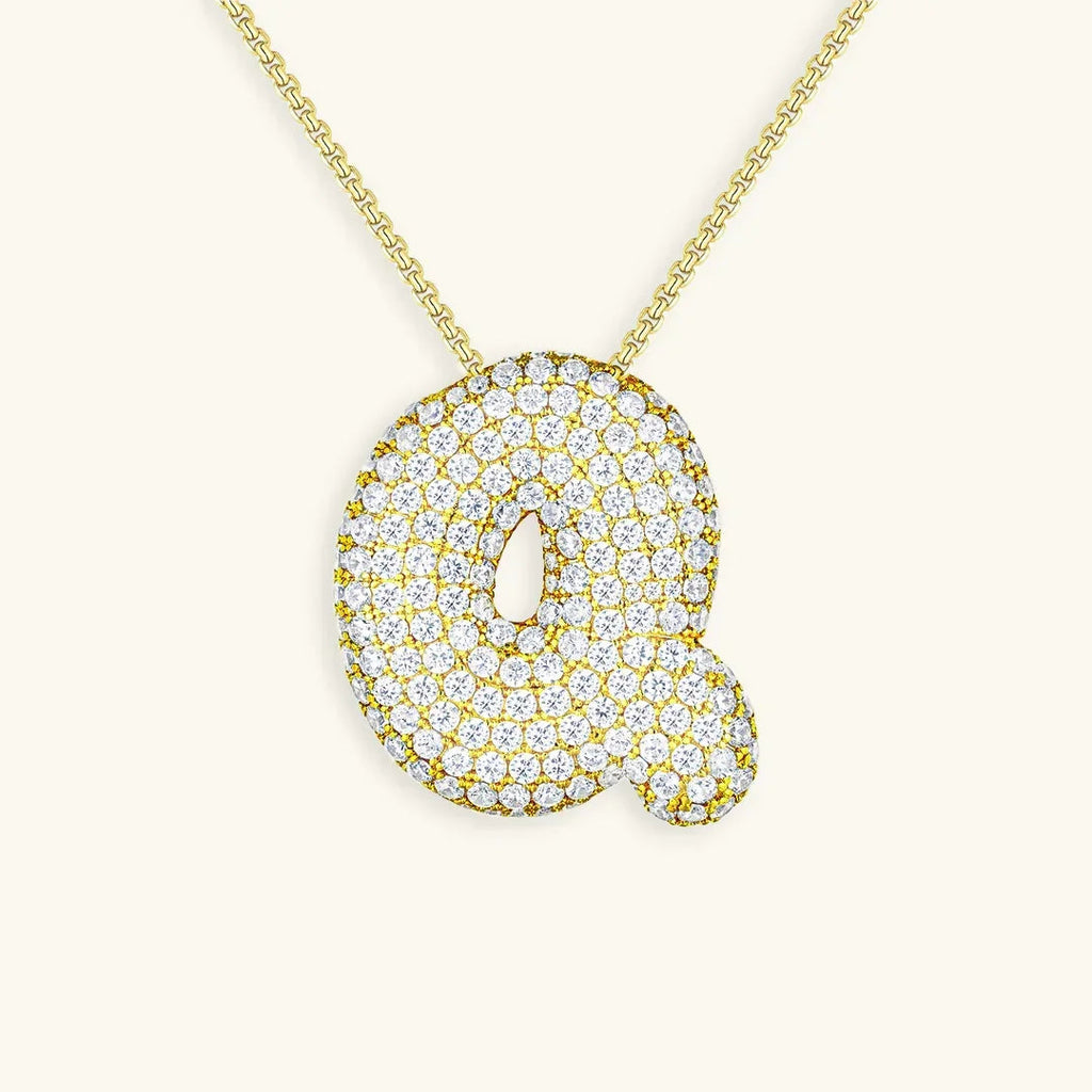 Initialen-Diamantkette mit Blasenschrift