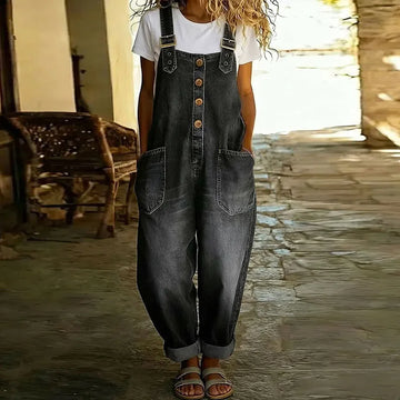 Carmen – Vintage Denim-Jumpsuit mit verstellbaren Trägern
