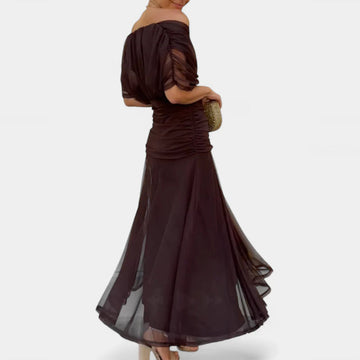 Adelheid | Rosa Leinen Maxi Kleid V-Hals