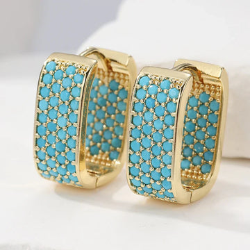 Türkis-Charme Gold-Creolen