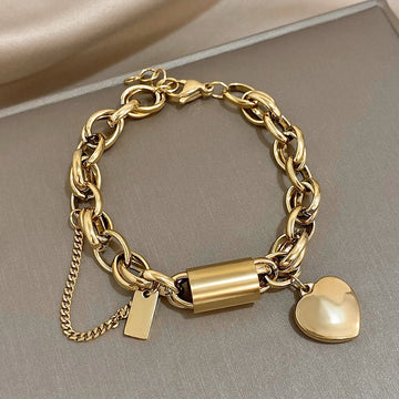 Breites Herzarmband | Gold