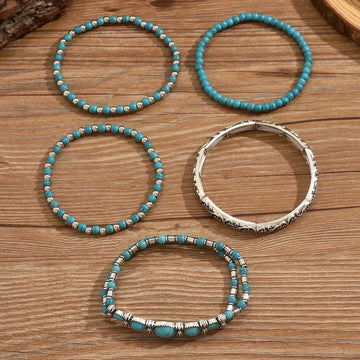 Boho-Armband-Set mit Türkisperlen
