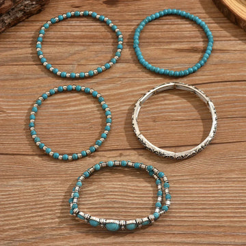 Premium Türkis-Perlenarmband-Set