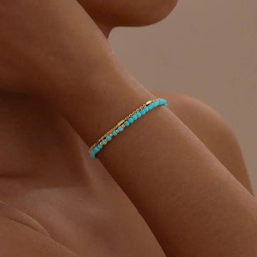 Strahlendes Gold-Türkis-Kettenarmband