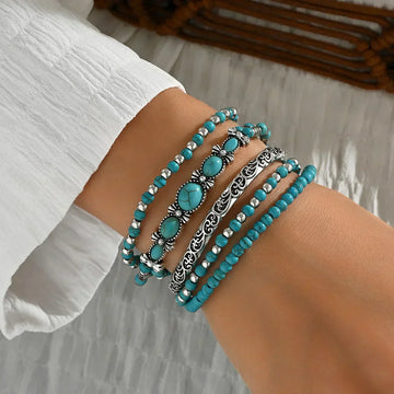 Boho-Armband-Set mit Türkisperlen