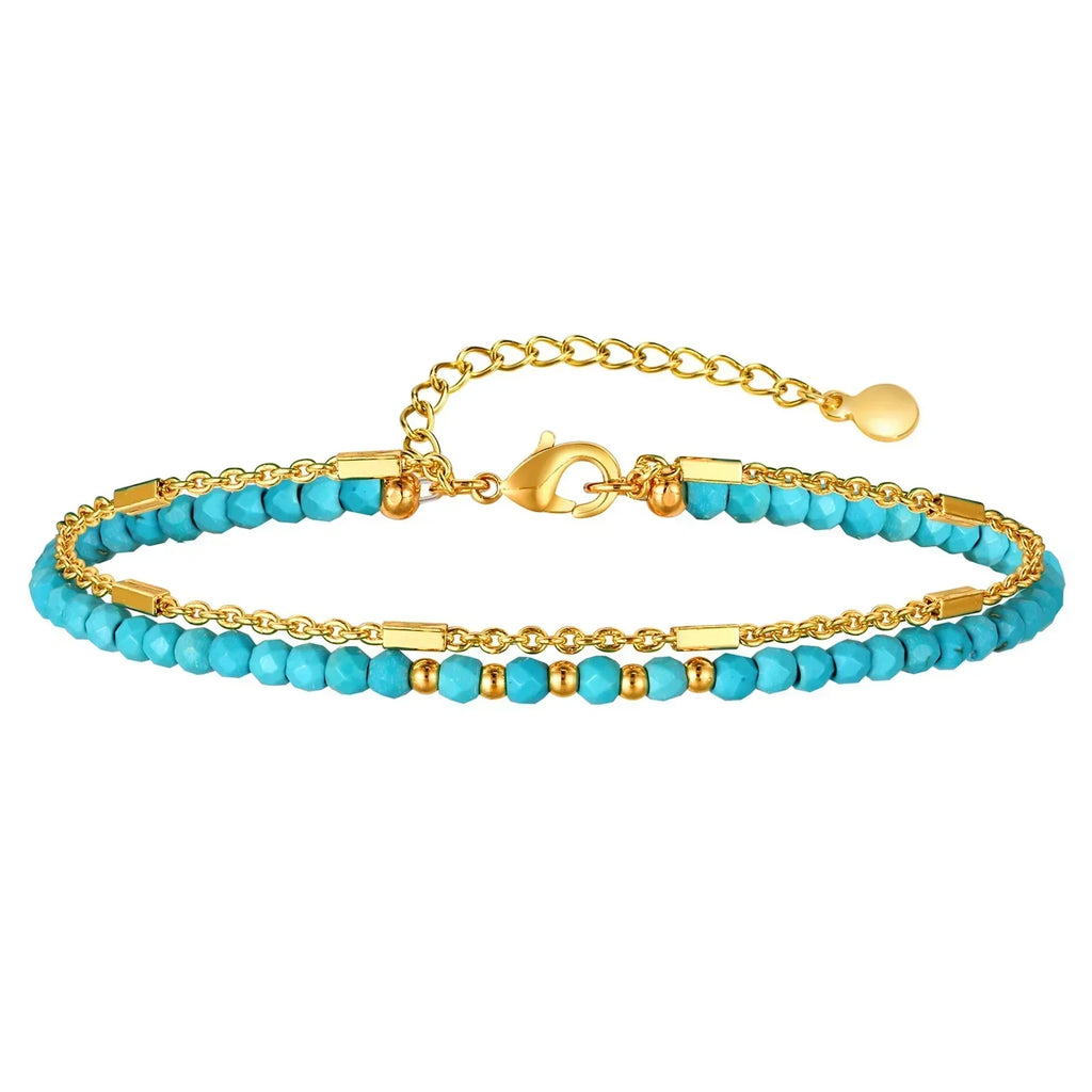Strahlendes Gold-Türkis-Kettenarmband