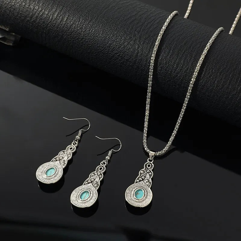 Elegantes Türkis Halsketten- und Ohrringe-Set