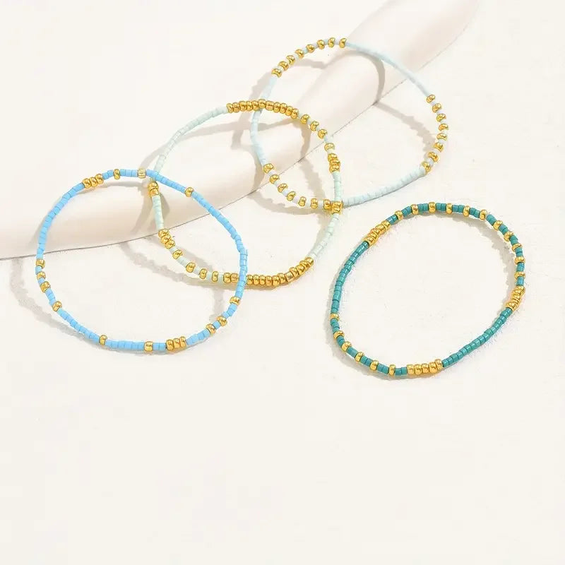 Dezentes Türkis-Perlenarmband-Set