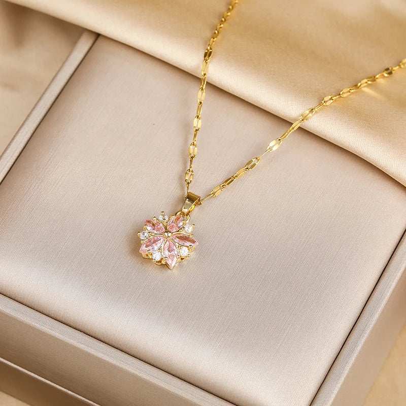 Sakura Rosé Romantique Halskette aus Edelstahl