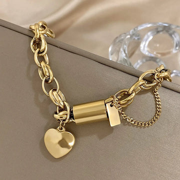 Breites Herzarmband | Gold