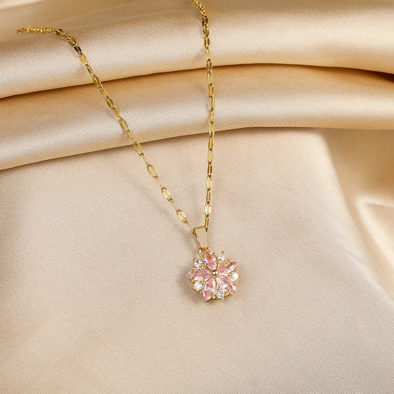 Sakura Rosé Romantique Halskette aus Edelstahl