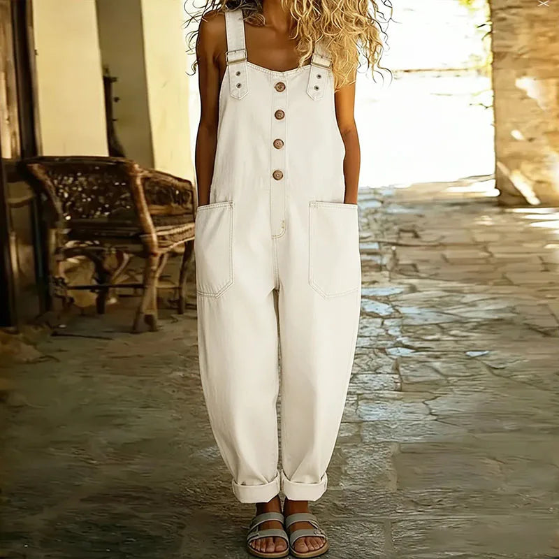 Carmen – Vintage Denim-Jumpsuit mit verstellbaren Trägern