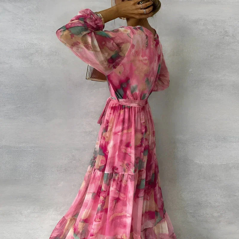 LUCIA | Langes Sommerkleid mit floralem Muster und verstellbarer Silhouette