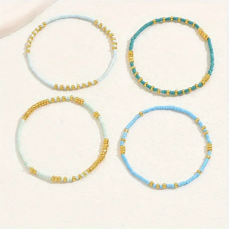Dezentes Türkis-Perlenarmband-Set