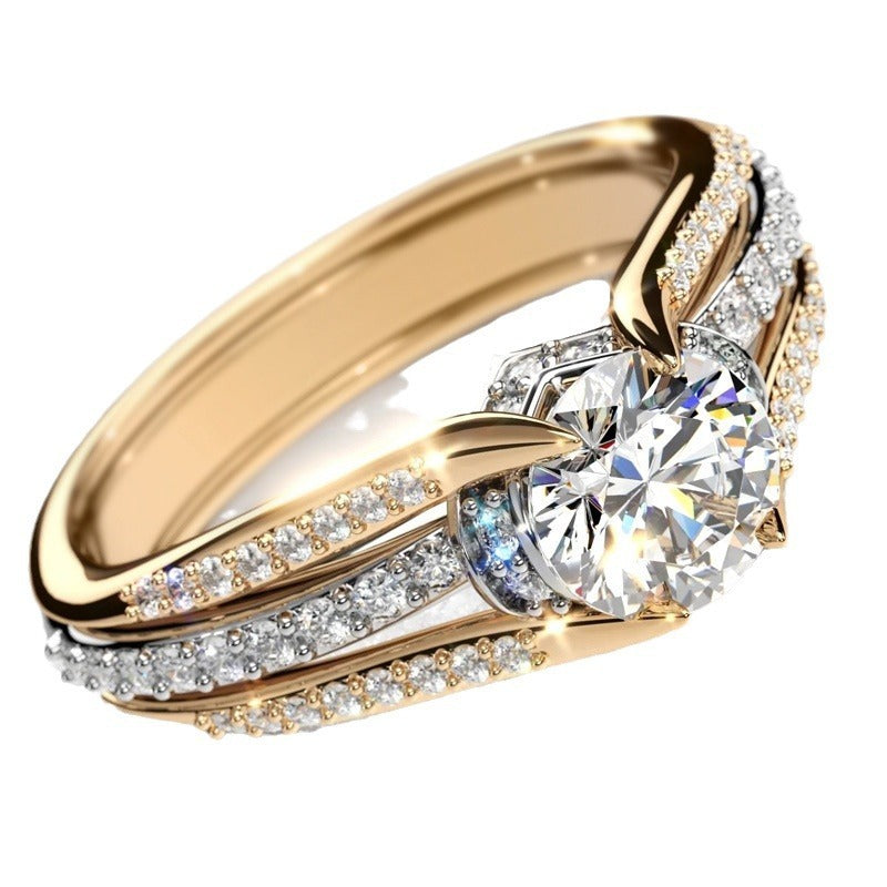 Vintage Kristallring – Gold, Silber, Roségold