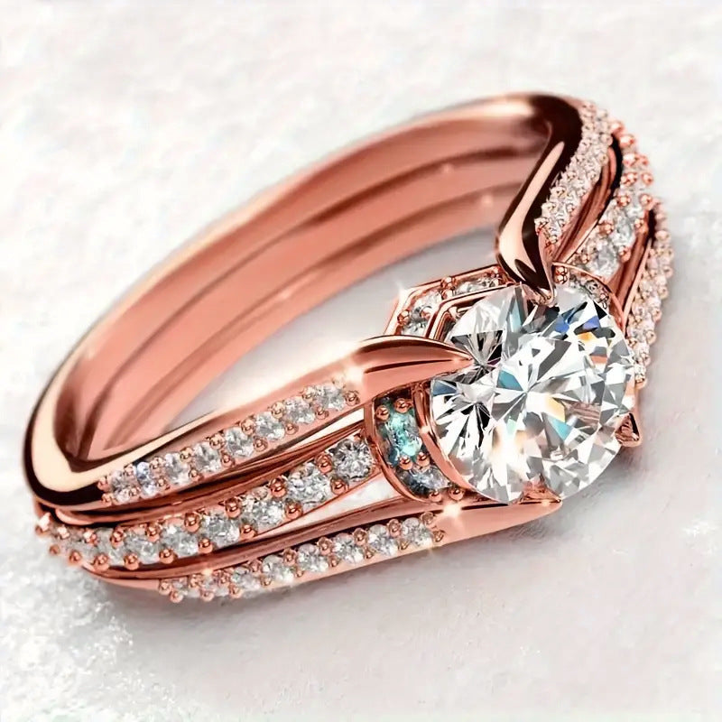 Vintage Kristallring – Gold, Silber, Roségold