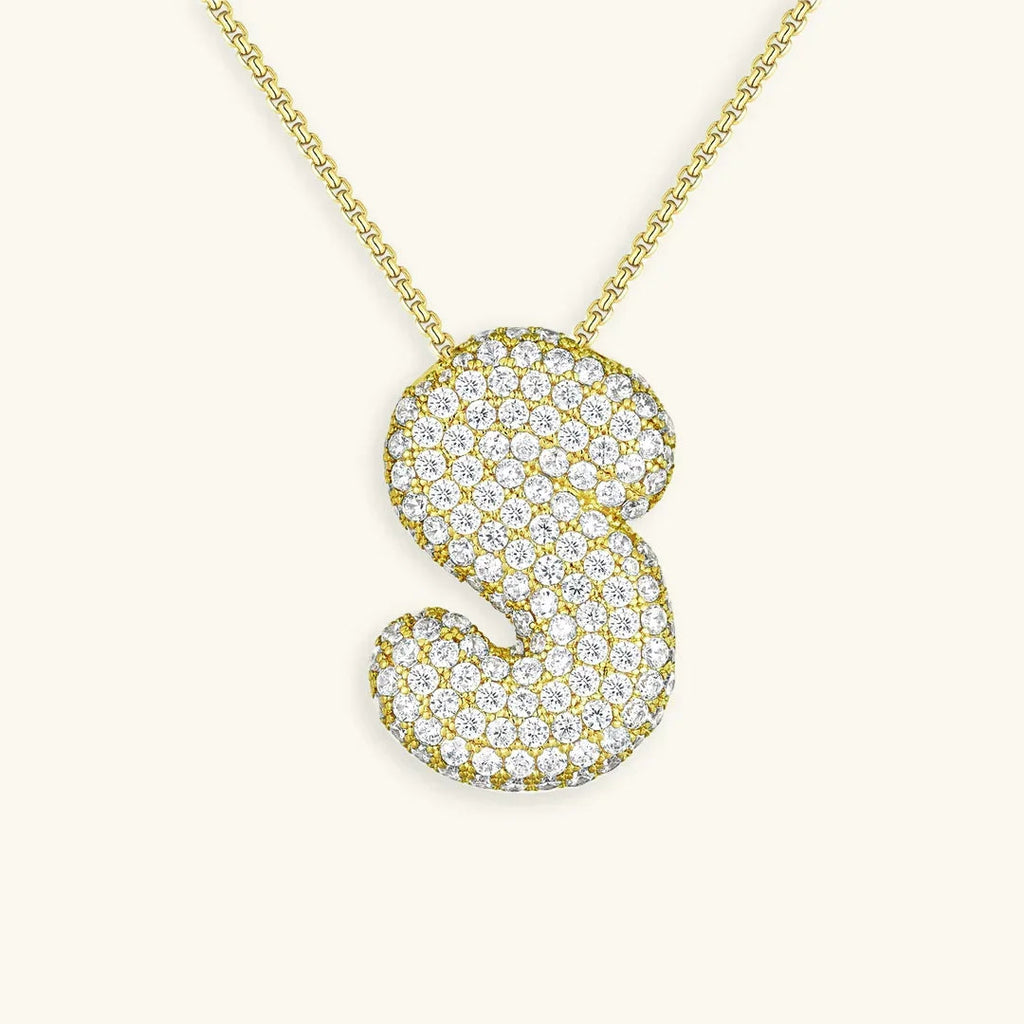 Initialen-Diamantkette mit Blasenschrift